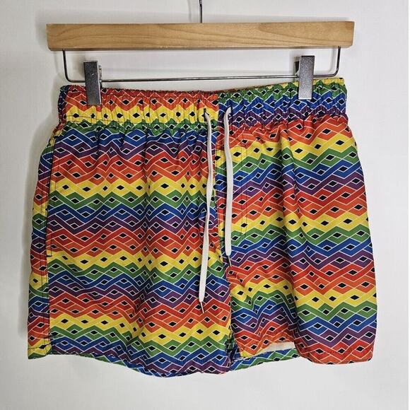EVOLVE Lined Swimsuit Trunks Size Large Swim Colorful Rainbow Lightweight Lined - Picture 1 of 3